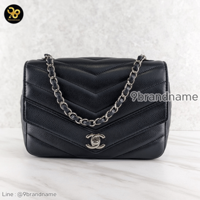 Chanel Black Chevron Flap Bag Leather